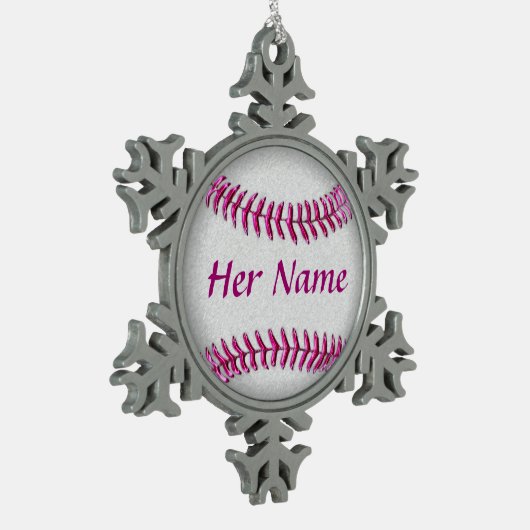 Personalisierte Baseball-Verzierungen mit ihrem Schneeflocken Zinn-Ornament (Links)