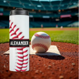 Personalisierte Baseball-Wasserflasche mit Namen Thermosbecher