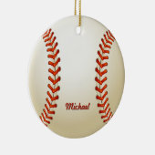 Personalisierte Baseball-Weihnachtsverzierung Keramikornament (Rechts)