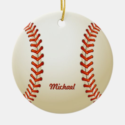 Personalisierte Baseball-Weihnachtsverzierung Keramikornament (Vorne)