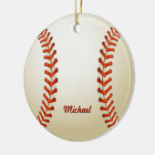 Personalisierte Baseball-Weihnachtsverzierung Keramikornament (Links)