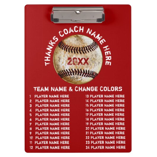 Personalisierte Baseballtrainer-Geschenke in Ihren Klemmbrett (Vorderseite)