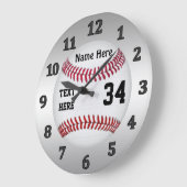 Personalisierte Baseballuhren mit NAME und NUMMER Große Wanduhr (Winkel)