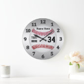 Personalisierte Baseballuhren mit NAME und NUMMER Große Wanduhr (Zuhause)