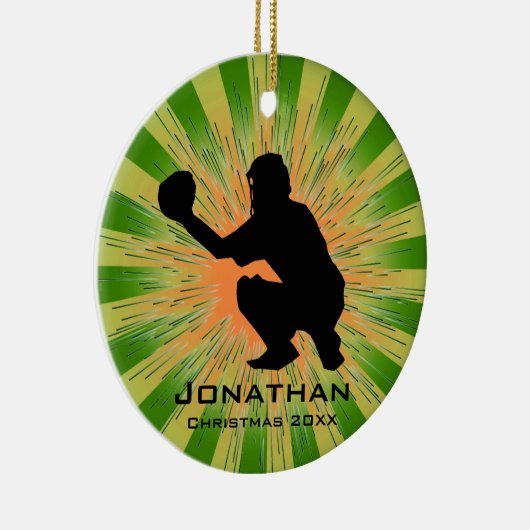 Personalisierte Baseballverzierung Keramik Ornament (Rechts)