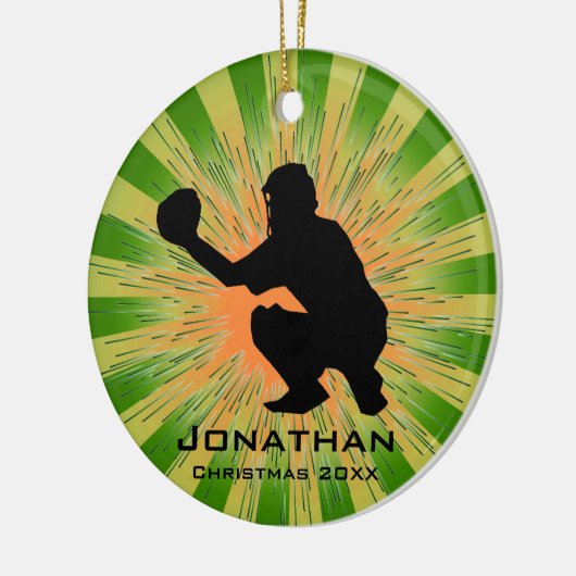 Personalisierte Baseballverzierung Keramik Ornament (Links)