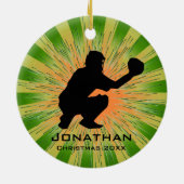 Personalisierte Baseballverzierung Keramik Ornament (Hinten)