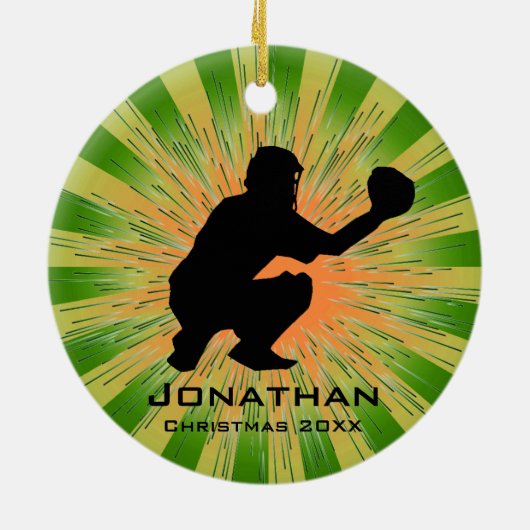 Personalisierte Baseballverzierung Keramik Ornament (Hinten)