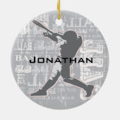 Personalisierte Baseballverzierung Keramikornament (Hinten)