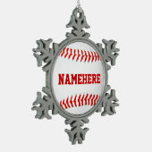 Personalisierte Baseballverzierung Schneeflocken Zinn-Ornament (Links)