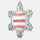 Personalisierte Baseballverzierung Schneeflocken Zinn-Ornament (Rechts)