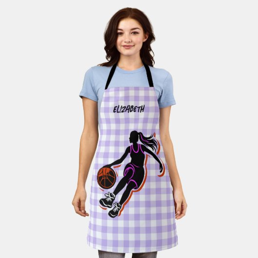 Personalisierte Basketball-Girl-Schürze Schürze (Getragen)