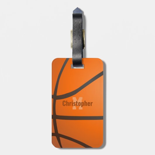 Personalisierte Basketball Monogramm Initialen Nam Gepäckanhänger (Rückseite vertikal)