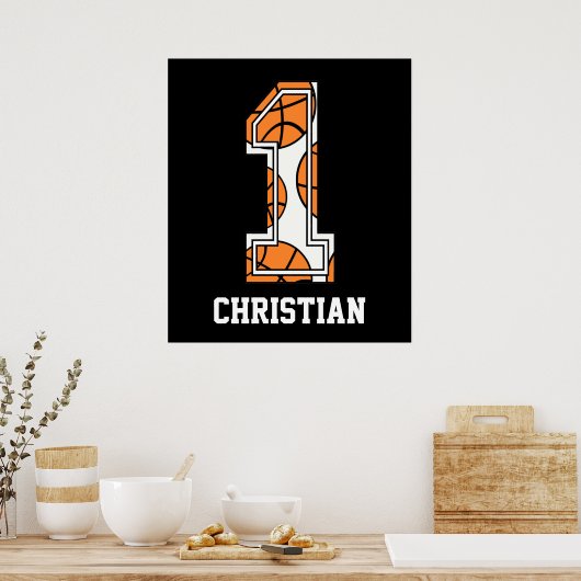 Personalisierte Basketball-Nummer 1 Poster (Küche)