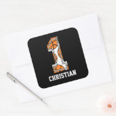 Personalisierte Basketball-Nummer 1 Quadratischer Aufkleber (Umschlag)