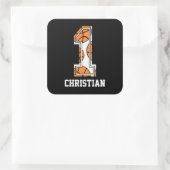 Personalisierte Basketball-Nummer 1 Quadratischer Aufkleber (Tasche)