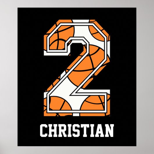 Personalisierte Basketball-Nummer 2 Poster (Vorne)