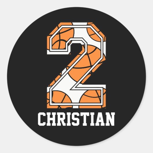 Personalisierte Basketball-Nummer 2 Runder Aufkleber (Vorderseite)