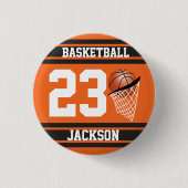 Personalisierte Basketball Orange und Schwarz Button (Vorderseite)
