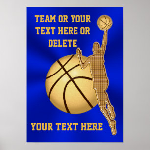 Personalisierte Basketball-Poster Blau und Gold Poster