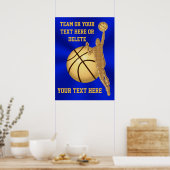 Personalisierte Basketball-Poster Blau und Gold Poster (Küche)