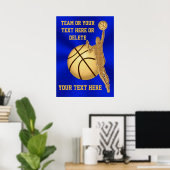 Personalisierte Basketball-Poster Blau und Gold Poster (Heimbüro)