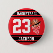 Personalisierte Basketball rot und schwarz Button (Vorderseite)