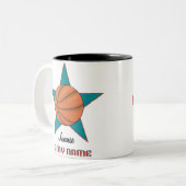 Personalisierte Basketball-Stern-Tasse Zweifarbige Tasse (Vorderseite Links)