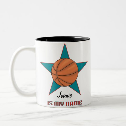 Personalisierte Basketball-Stern-Tasse Zweifarbige Tasse (Links)