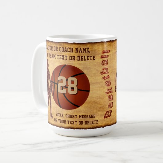 Personalisierte Basketball-Tasse für Spieler oder Kaffeetasse (Vorderseite Links)