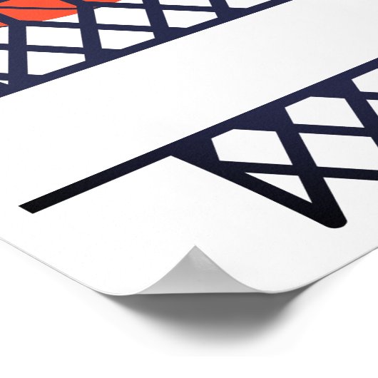 Personalisierte Basketball- und Netzteilmonogramm Poster (Ecke)