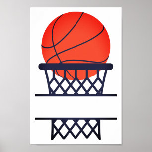 Personalisierte Basketball- und Netzteilmonogramm Poster