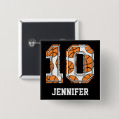 Personalisierte Basketballnummer 10 Button (Vorne & Hinten)