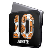 Personalisierte Basketballnummer 10 Laptopschutzhülle (Vorderseite Links)