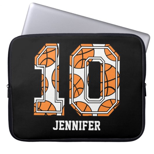 Personalisierte Basketballnummer 10 Laptopschutzhülle (Vorderseite)