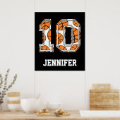 Personalisierte Basketballnummer 10 Poster (Küche)