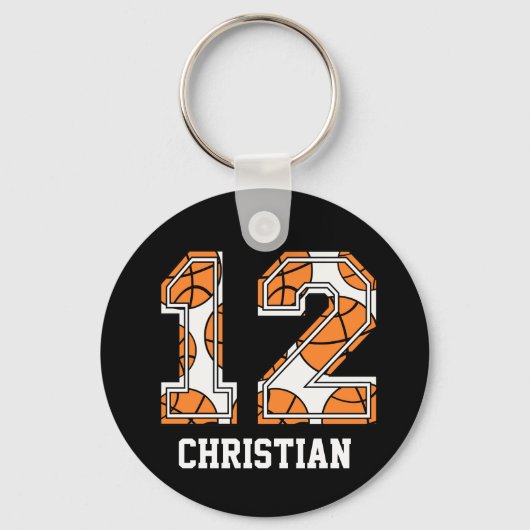 Personalisierte Basketballnummer 12 Schlüsselanhänger (Vorderseite)