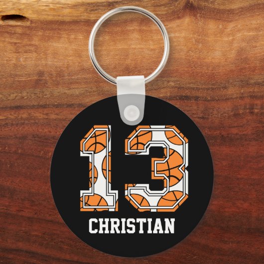 Personalisierte Basketballnummer 13 Schlüsselanhänger (Vorderseite)