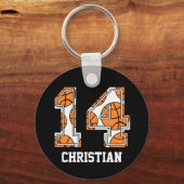 Personalisierte Basketballnummer 14 Schlüsselanhänger (Vorderseite)
