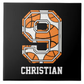 Personalisierte Basketballnummer 9 Fliese (Vorderseite)