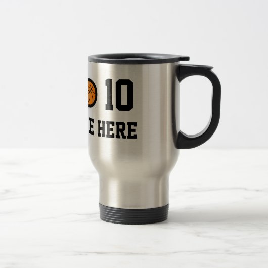 Personalisierte Basketballreise-Tasse mit Zahl Reisebecher (Rechts)