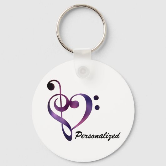 Personalisierte Bass- und Treble-Clef-Herzkette Schlüsselanhänger (Vorderseite)