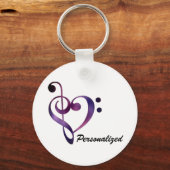 Personalisierte Bass- und Treble-Clef-Herzkette Schlüsselanhänger (Vorderseite)