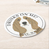Personalisierte Basset Hound-Hochzeit Runder Pappuntersetzer (Angewinkelt)