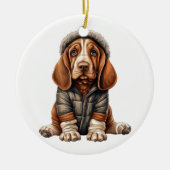 Personalisierte Basset Hound Hunde Kunst Keramik Ornament (Vorne)