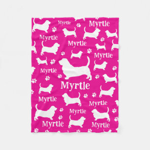 Personalisierte Basset Hound-Hundedecke Girlie Pin Fleecedecke