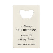 Personalisierte Bauernhaus-Gastgeschenk Hochzeit Geldbeutel Flaschenöffner (Rückseite)