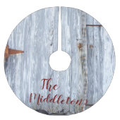 Personalisierte Baumrinde Weißwaschwald Holzstall Polyester Weihnachtsbaumdecke (Vorderseite)