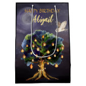 Personalisierte Baumrinnen, Mond, Schale zum Gebur Mittlere Geschenktüte (Rückseite)