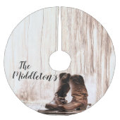 Personalisierte Baumrock Stiefel Land rustikal Polyester Weihnachtsbaumdecke (Vorderseite)